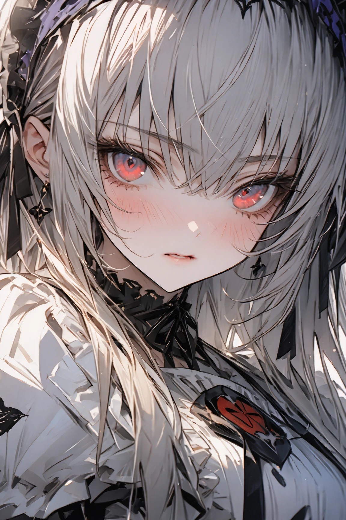 ((((masterpiece)))), ((((Best Quality)))), High resolution,4K,8k,,ローゼンメイデン,suigintou,fine grain,Detailed face,action、so beautiful、Beautiful Skin、Beautiful and detailed eyes、