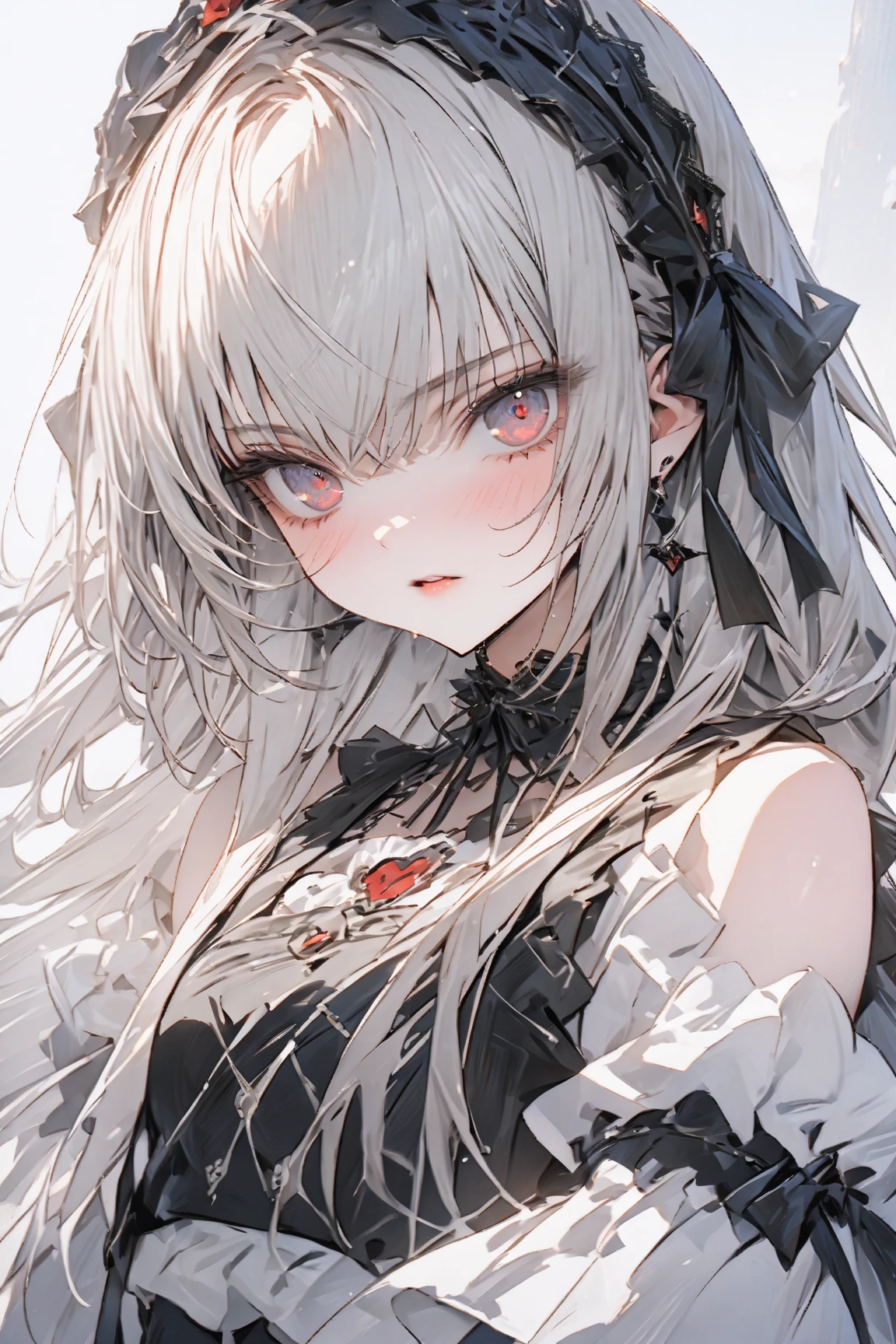 ((((masterpiece)))), ((((Best Quality)))), High resolution,4K,8k,,ローゼンメイデン,suigintou,fine grain,Detailed face,action、so beautiful、Beautiful Skin、Beautiful and detailed eyes、