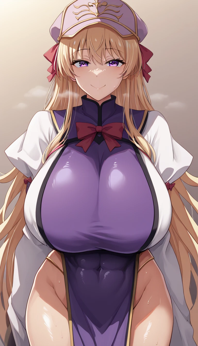  top quality, masterpiece,  high definition , Alone, {yakumo_Connection_East:1.15},  blondes_hair, ribbon, hin, length_hair, pain_ cap, hin_ribbon, red_ribbon, smile, white_ headwear , 前hair, bow, chest,  Purple _eye, hair_Betweens _eye, hair_bow, Tabard,  upper_body, big_chest, very_length_hair,  1 girl,  dress,  on AM_in_viewer, Simple_background, white_background, white_ dress, length_sleeve , red_bow,  side lock , , closure_mouth, gap_\(East\), ふくらんinいる_sleeve 、  zzz c up  , 爆発的なchest,特大の Big Breasts,Big Breasts, Big Breasts,超Big Breasts, supermilk ,big Breasts,big Breasts,Big Breasts,Big big breasts,bigger breasts,big,セクシーな大きなシリコンの Big Breasts,セクシーなビッグサイズのシリコン製Big Breasts,  saggy breasts during pregnancy,((垂れ下がった Big Breasts)),((重く垂れた Big Breasts:1.８))、猥褻な身body,Fat ,, エロマンガスタイルのbody、  mature adult-like body steam、 Ser's Huge  、 Ser's Huge  、  s up er exaggerated  、 extra large、 over covered ,  Hidden Breast Erection  、  abs、(masterpiece,  top quality, 超 high definition ), 2girls, Yakumo Purple, [モブ cap, ロング blondesのhair , hair ribbon, ( Purple のラテックススーツ), Clothes fit snugly,  latex has a strong metallic luster , Glossy feel, Sparkling, sweat, steamy,  all over the body is lukewarm, ラテックス Purple Tabard, Big Breasts, Glossy feel, Anime Face,  cute face, 巨大なchest, nsfw, , chestのクローズアップ,  face each other, looking at viewer、