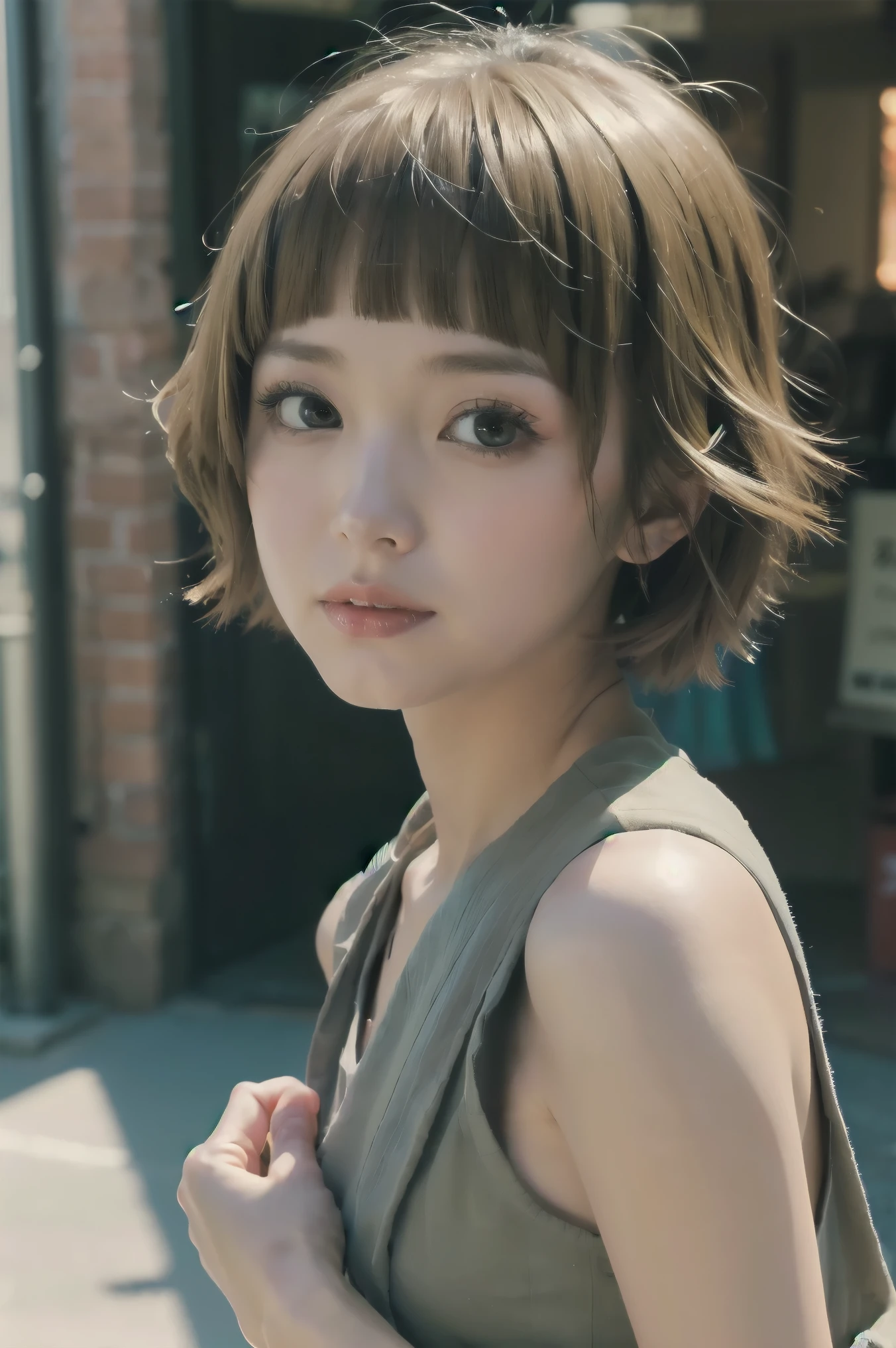 ULTRA SEVEN、ULTRA SEVENボディスーツ、 short hair、 short bob、 small、 small胸、 one girl 、 Masterpiece、 Japanese girl、 absurd 、 high definition 、 ultra-detailed、 is written by、​masterpiece、 very detailed CG、3D Photography、３Ｄbackground、Unity、8k、there is nothing、 top quality、Shadowy、 clear focus、 white skin、 detailed eyes on board、ブラーbackground、dynamic ungle、  Exaggeration of the Most Amazing Super Feats、 closed mouth、 viewers、Super Clear、 carvicious、 red cheeks 