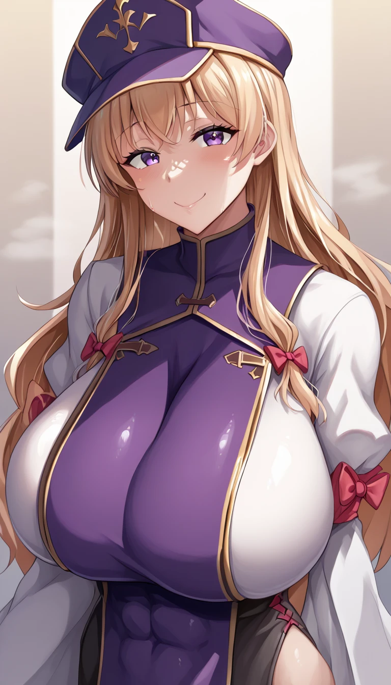  top quality, masterpiece,  high definition , Alone, {yakumo_Connection_East:1.15},  blondes_hair, ribbon, hin, length_hair, pain_ cap, hin_ribbon, red_ribbon, smile, white_ headwear , 前hair, bow, chest,  Purple _eye, hair_Betweens _eye, hair_bow, Tabard,  upper_body, big_chest, very_length_hair,  1 girl,  dress,  on AM_in_viewer, Simple_background, white_background, white_ dress, length_sleeve , red_bow,  side lock , , closure_mouth, gap_\(East\), ふくらんinいる_sleeve 、  zzz c up  , 爆発的なchest,特大の Big Breasts,Big Breasts, Big Breasts,超Big Breasts, supermilk ,big Breasts,big Breasts,Big Breasts,Big big breasts,bigger breasts,big,セクシーな大きなシリコンの Big Breasts,セクシーなビッグサイズのシリコン製Big Breasts,  saggy breasts during pregnancy,((垂れ下がった Big Breasts)),((重く垂れた Big Breasts:1.８))、猥褻な身body,Fat ,, エロマンガスタイルのbody、  mature adult-like body steam、 Ser's Huge  、 Ser's Huge  、  s up er exaggerated  、 extra large、 over covered ,  Hidden Breast Erection  、  abs、(masterpiece,  top quality, 超 high definition ), 2girls, Yakumo Purple, [モブ cap, ロング blondesのhair , hair ribbon, ( Purple のラテックススーツ), Clothes fit snugly,  latex has a strong metallic luster , Glossy feel, Sparkling, sweat, steamy,  all over the body is lukewarm, ラテックス Purple Tabard, Big Breasts, Glossy feel, Anime Face,  cute face, 巨大なchest, nsfw, , chestのクローズアップ,  face each other, looking at viewer、