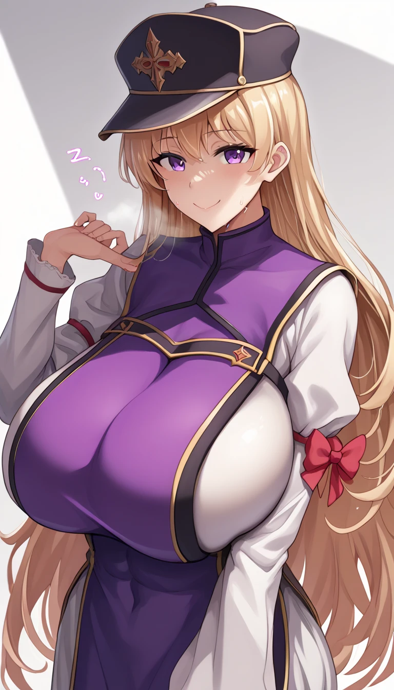  top quality, masterpiece,  high definition , Alone, {yakumo_Connection_East:1.15},  blondes_hair, ribbon, hin, length_hair, pain_ cap, hin_ribbon, red_ribbon, smile, white_ headwear , 前hair, bow, chest,  Purple _eye, hair_Betweens _eye, hair_bow, Tabard,  upper_body, big_chest, very_length_hair,  1 girl,  dress,  on AM_in_viewer, Simple_background, white_background, white_ dress, length_sleeve , red_bow,  side lock , , closure_mouth, gap_\(East\), ふくらんinいる_sleeve 、  zzz c up  , 爆発的なchest,特大の Big Breasts,Big Breasts, Big Breasts,超Big Breasts, supermilk ,big Breasts,big Breasts,Big Breasts,Big big breasts,bigger breasts,big,セクシーな大きなシリコンの Big Breasts,セクシーなビッグサイズのシリコン製Big Breasts,  saggy breasts during pregnancy,((垂れ下がった Big Breasts)),((重く垂れた Big Breasts:1.８))、猥褻な身body,Fat ,, エロマンガスタイルのbody、  mature adult-like body steam、 Ser's Huge  、 Ser's Huge  、  s up er exaggerated  、 extra large、 over covered ,  Hidden Breast Erection  、  abs、(masterpiece,  top quality, 超 high definition ), 2girls, Yakumo Purple, [モブ cap, ロング blondesのhair , hair ribbon, ( Purple のラテックススーツ), Clothes fit snugly,  latex has a strong metallic luster , Glossy feel, Sparkling, sweat, steamy,  all over the body is lukewarm, ラテックス Purple Tabard, Big Breasts, Glossy feel, Anime Face,  cute face, 巨大なchest, nsfw, , chestのクローズアップ,  face each other, looking at viewer、