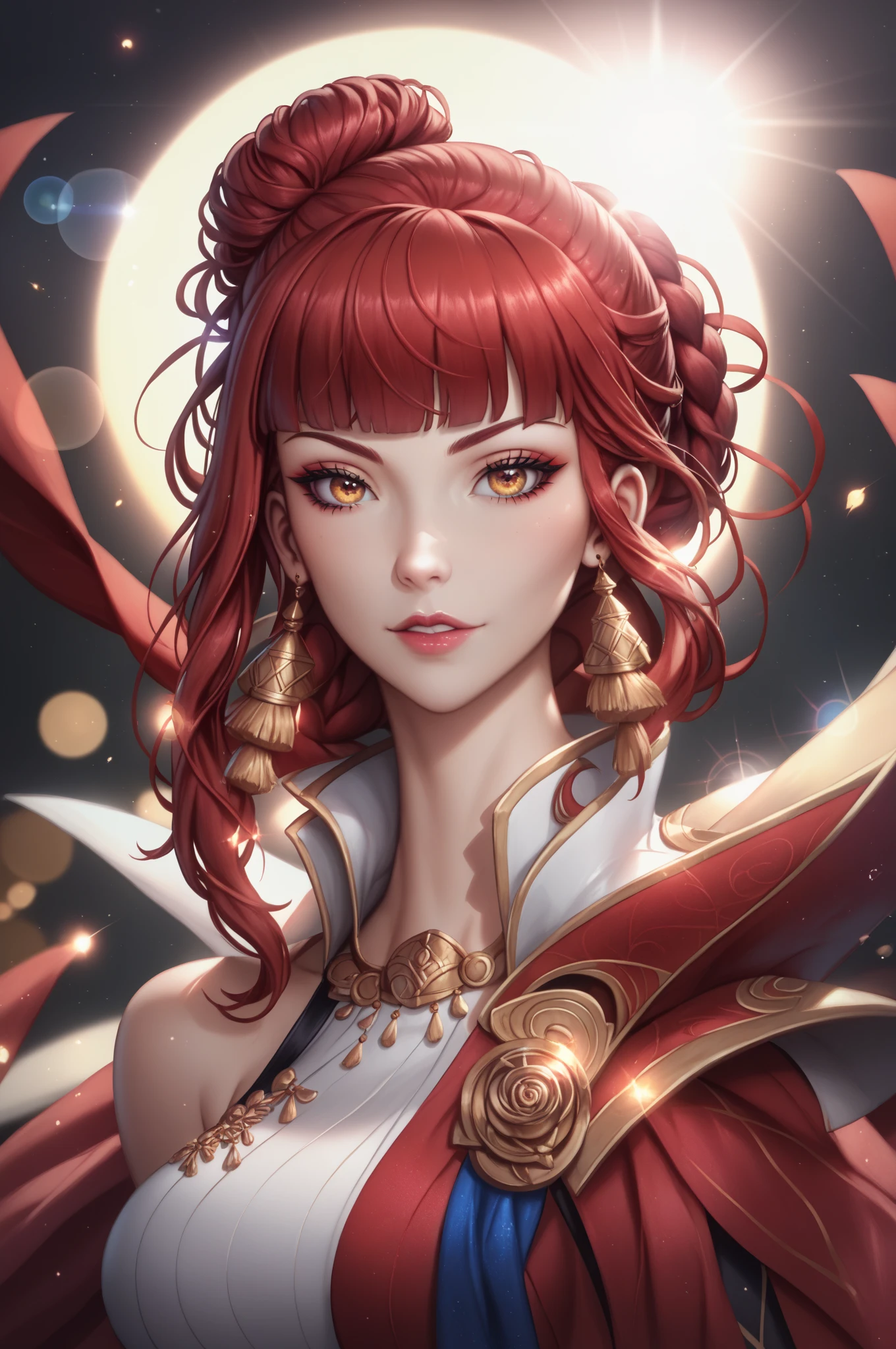 beautiful tall woman,Red hair,yellow eyes,Surreal,Detailed suit
