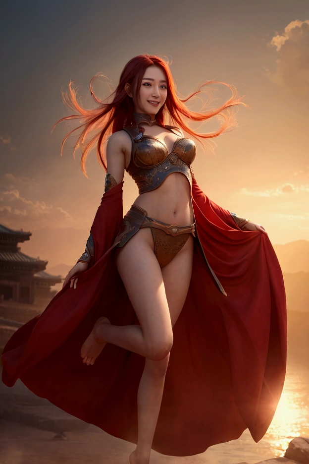(heavy breasts)、top-quality、​masterpiece、超A high resolution、（metal white dragon armor）、(((Colossal tits))),dragon armor、(((Detailed Micro Bikini))),(Wear a beautiful crown made of intricate gemstones),(Photorealsitic:1.4)、Raw photo、女の子1人、(((Random hair))、(((Take different poses)))、glowy skin、(((Chinese Dragon)))、Intricate and ornate hair ornaments、（Gorgeous Jewelry Necklaces）、（Mystical expression）、（Full Body Angle）、((Light red hair)),（Fight big dragons）、（metal metal bikini）、(((Sahara desert background)))、Precipitous cliffs)、((super realistic details))、portlate、globalillumination、（sexypose）、Shadow、octan render、8K、ultrasharp、Colossal tits、Raw skin is exposed in cleavage、metals、Details of complex ornaments、Japan details、highly intricate detail、Realistic light、CGSoation Trends、Blue eyes、radiant eyes、Facing the camera、Toostock、（Full Body Angle）、（veils）、(((desert background)))、highcontrast、((Inside the oasis)),blue open sky、Sky Blue Sky、