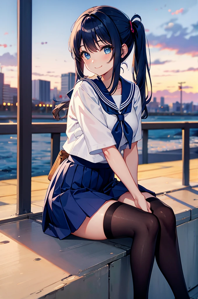 masterpiece, best quality, high resolution, 1 girl, hair, long hair, Bangs, medium breasts, Soaked white shirt, black skirt, Plaid skirt, Smile, amusement park,Expose the vagina,No cover, no underwear, no underwear,Expose the vagina no underwear, no underwear,A coquettish expression