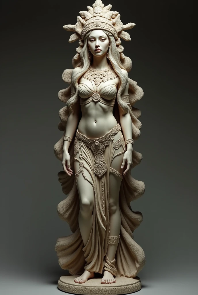 ((masterpiece, Highest quality, Best image quality, High resolution, Realistic, RAW Photos, 8k)), ((Highly detailed CG synthesis 8k wallpaper)), (Huge and stunning goddess shot, Very hot and sexy, Incredible beauty, Perfect Proportions, Beautiful body, Slim body beauty:1.4), Huge Stone Buddha Statue carved out of rocky mountains, Stone Buddha Statue, Beautiful Face, View from below,