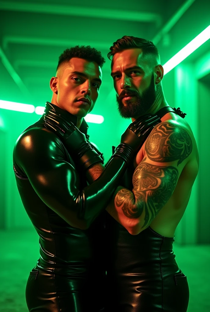 gay men kissing in leather outfits