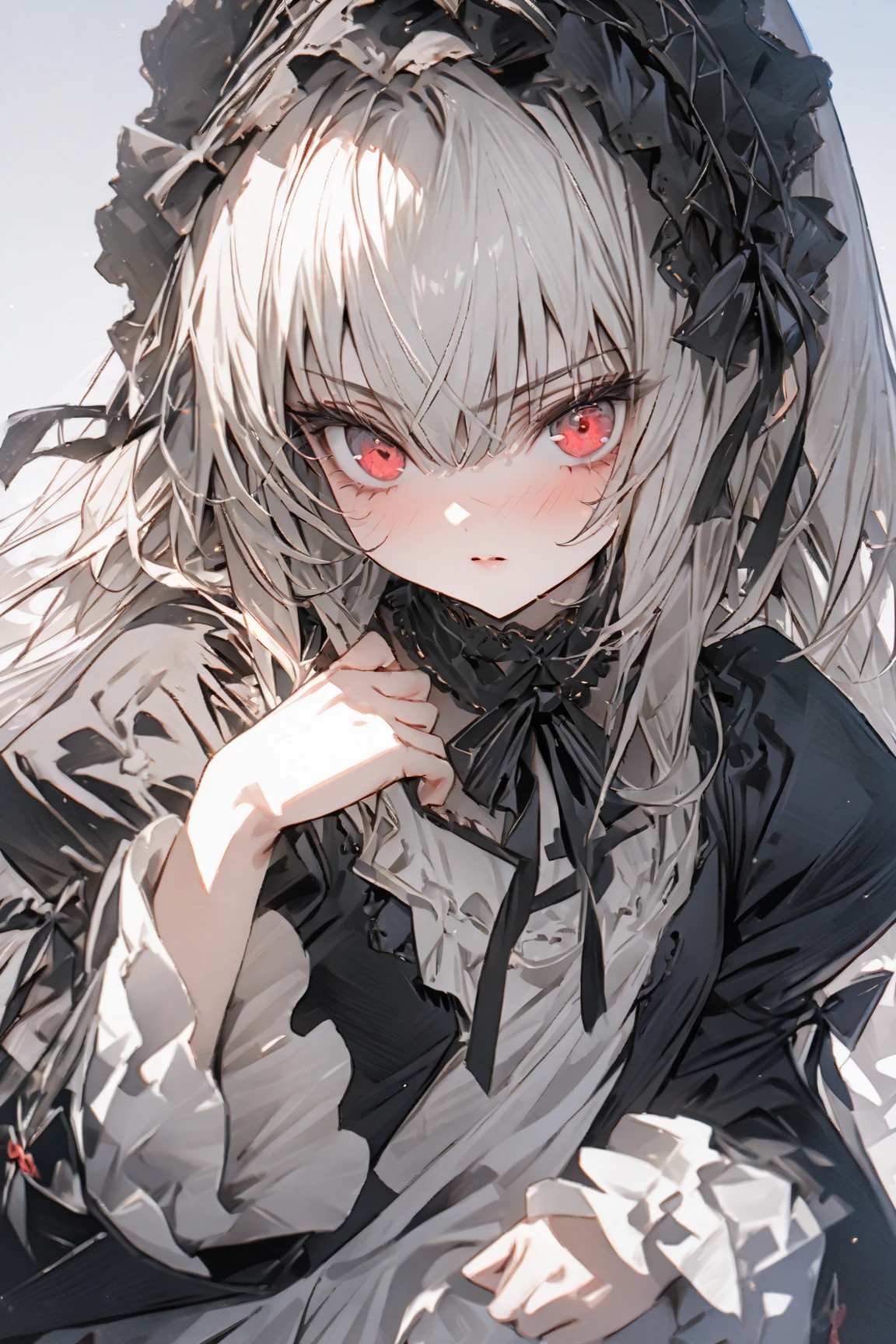 ((((masterpiece)))), ((((Best Quality)))), whole body,High resolution,4K,8k,, Rozen Maiden,suigintou,fine grain,Detailed face,action、戦っている,so beautiful、Beautiful Skin、Beautiful and detailed eyes、