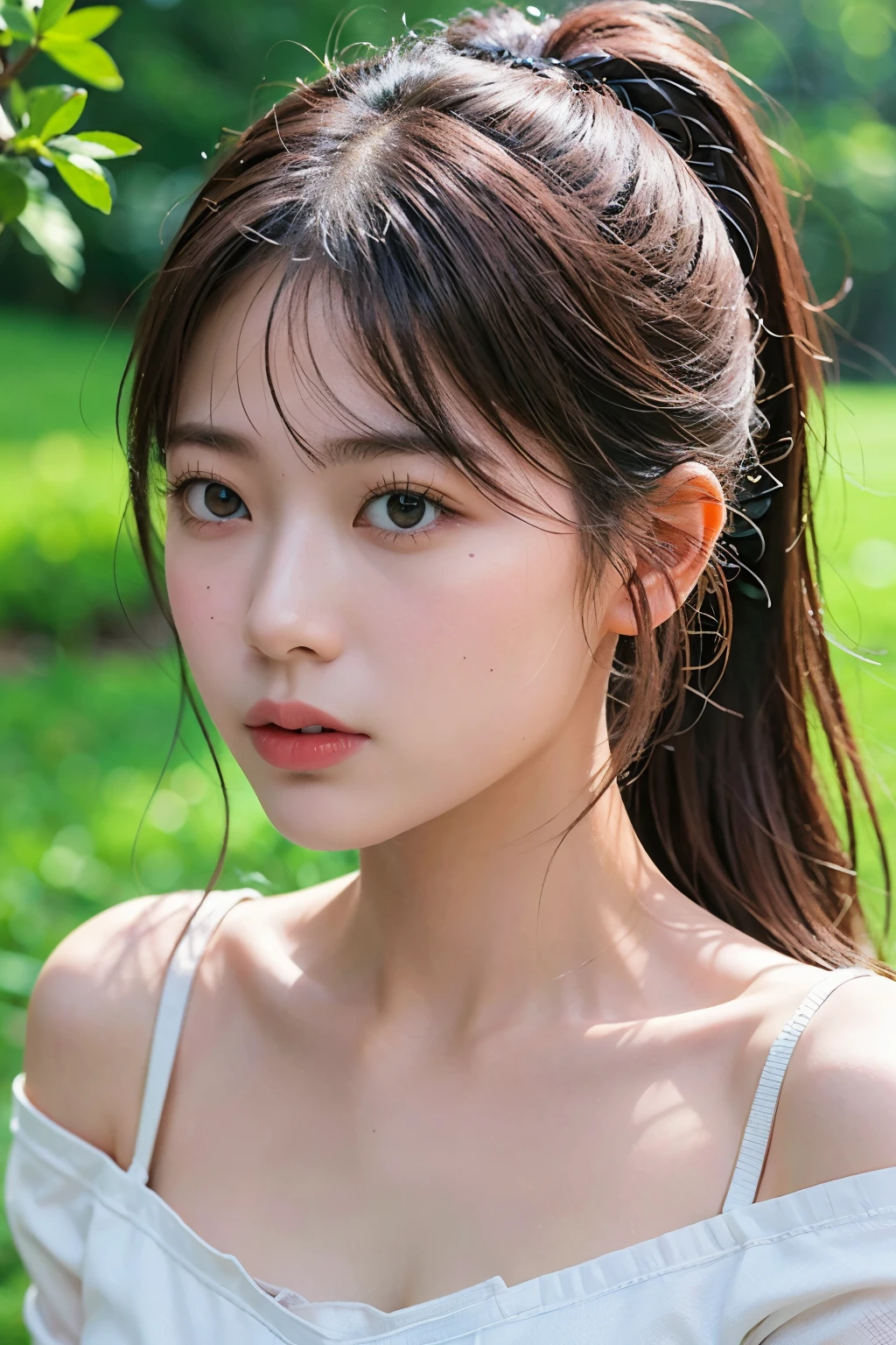 Araffe asian woman with long hair and a white dress - SeaArt AI