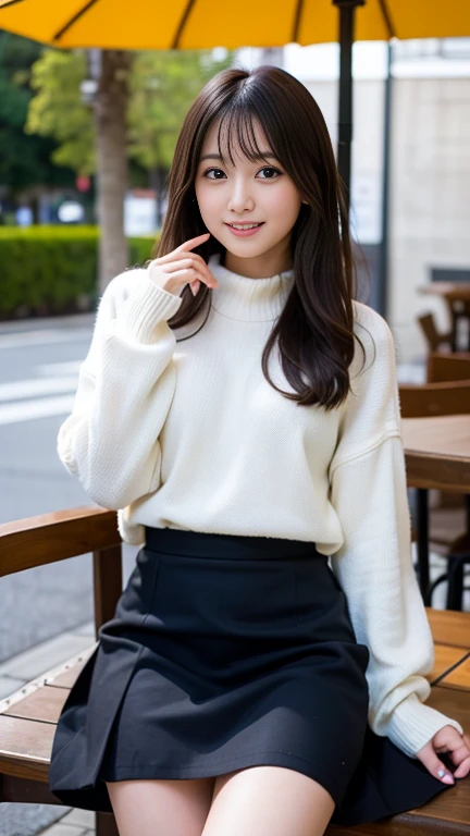 Japanese Beauty、Brown Hair、Voyeur、White sweater、mini skirt、Back view、Far away
