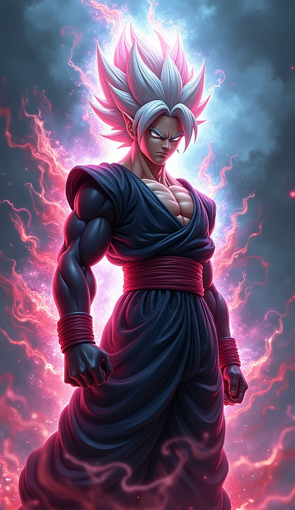 A true masterpiece of masculine beauty. Goku, super sayagin 5, 20 years old, fights alone in a haunted and abandoned city. Moonlight accentuates muscles just right. The landscape is lush and mysterious, with a dark city. The camera details everything. When looking at beautiful eyes, attractive blue eyes facing the viewer, one can clearly see every small detail, every perfect line, every detail of beautiful 8K skin, everyone is captivated by the beauty. mesmerized. Confidence radiates from every look. His head has white hair and his face is meticulously depicted in every detail in 8K quality images. A character in the Dragon Ball Seven series. Dragon Ball Seven drawing style.
