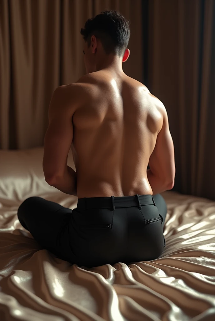 (highest quality:1.5), (masterpiece:1.5), luxurious dark japanese room, on the white futon, night, 2 mans, (Japanese:1.2), crew cut, hot guy, (macho:1.3), 20-year-old, (Completely naked:1.2), (expression of agony:1.2), blindfolded, having sex, erect penis, (shoot from side:1.3)