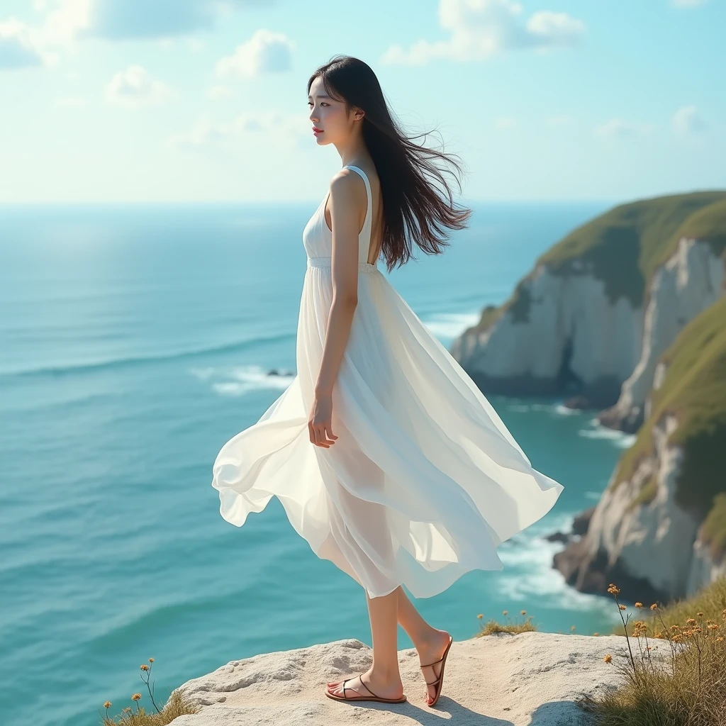 ltra-detailed,highly detailed,best quality,masterpiece,illustration,realistic,
mirror of the sky, reflection, different reflection,
1girl, white dress, black hair, solo, long hair,barefoot,
standing, looking afar,
flower, sky, cloud, day, outdoors, water, blue sky, profile, wind,floating hair,
<lora:mirror of the sky_v1_03:0.7>