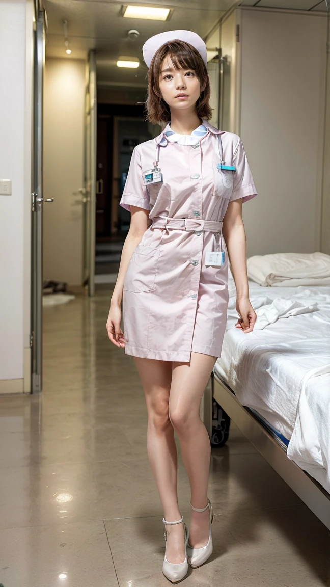 ((Photo Quality))、clinic、drapes、女の子 1 人、student clothes、lying back、Hospital Beds、​masterpiece、top-quality、A highly detailed、Panties are visible