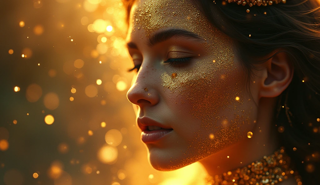 conceptual installation art, Infinite things, human desire, greed, appetite, lust, status, treasures, jewels, shading effects, gradation magic effects, foggy filter effects, glitter effects, 2.5D, delicate and dynamic, artistic photography, hyper realistic, graphic CG digital art