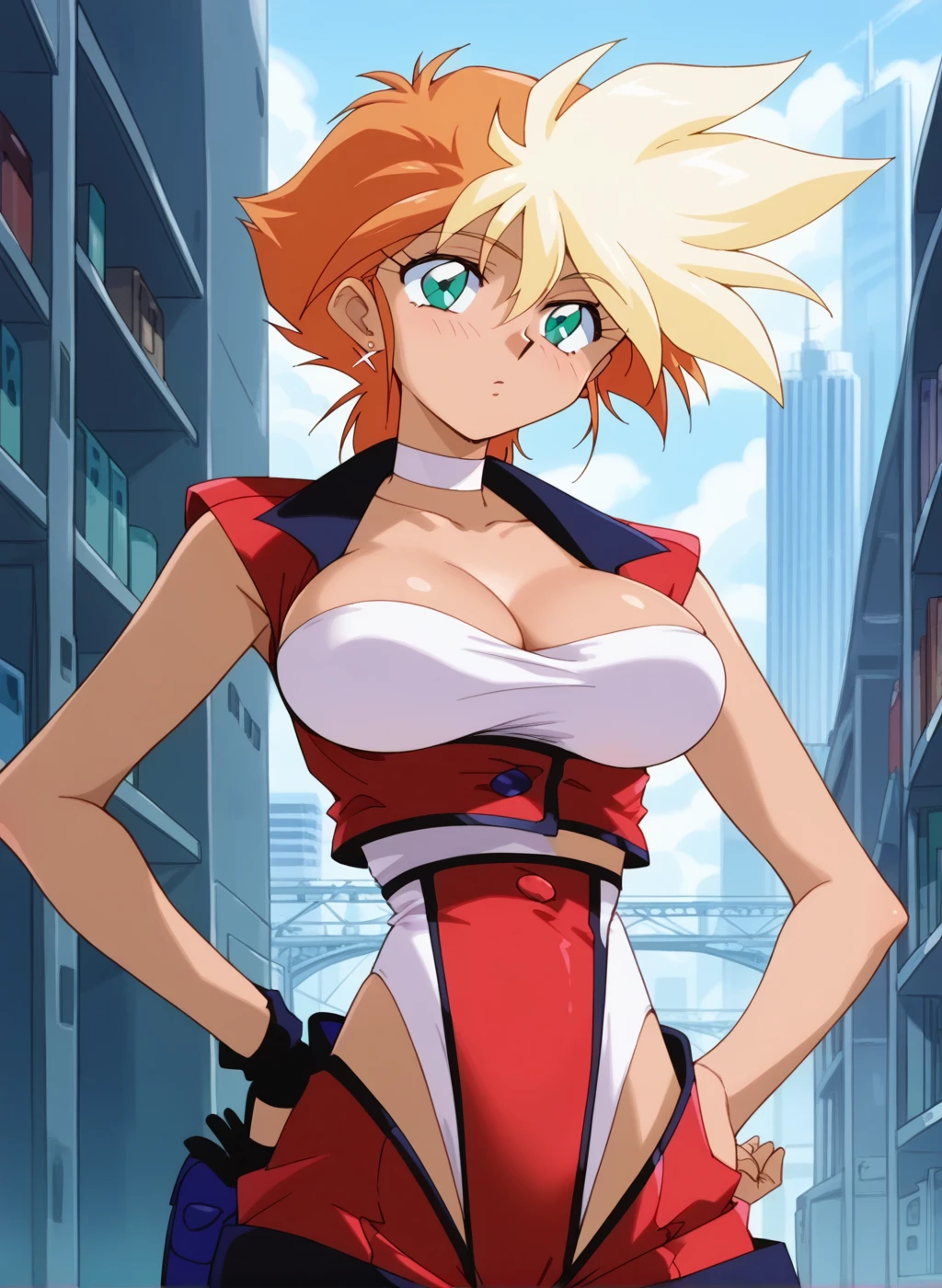<lora:LipumiraV1:0.7>, Lipumira, large breasts, standing, solo, BeltBra_BeltSkirt_Bikini_Armor, masterpiece, best quality, detailed face, detailed eyes, highres,
