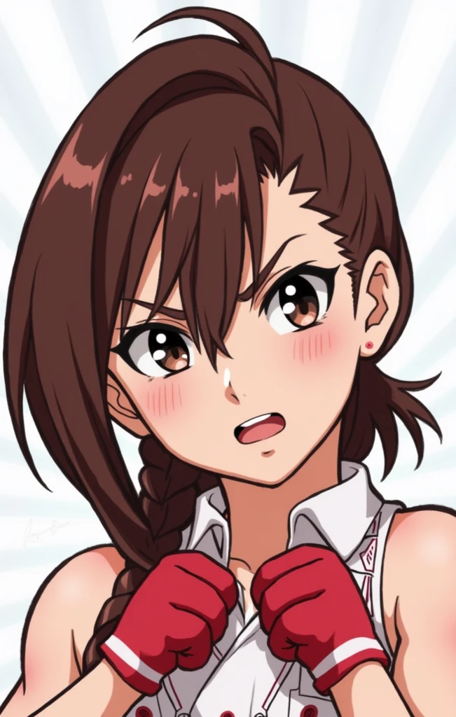 sastuki,brown hair,brown eyes,ponytail,collar,
white school uniform,serious,looking at viewer,open mouth,
locker room,dim lighting,
standing,
(insanely detailed, beautiful detailed face, masterpiece, best quality),solo,<lora:sastuki:0.8>,