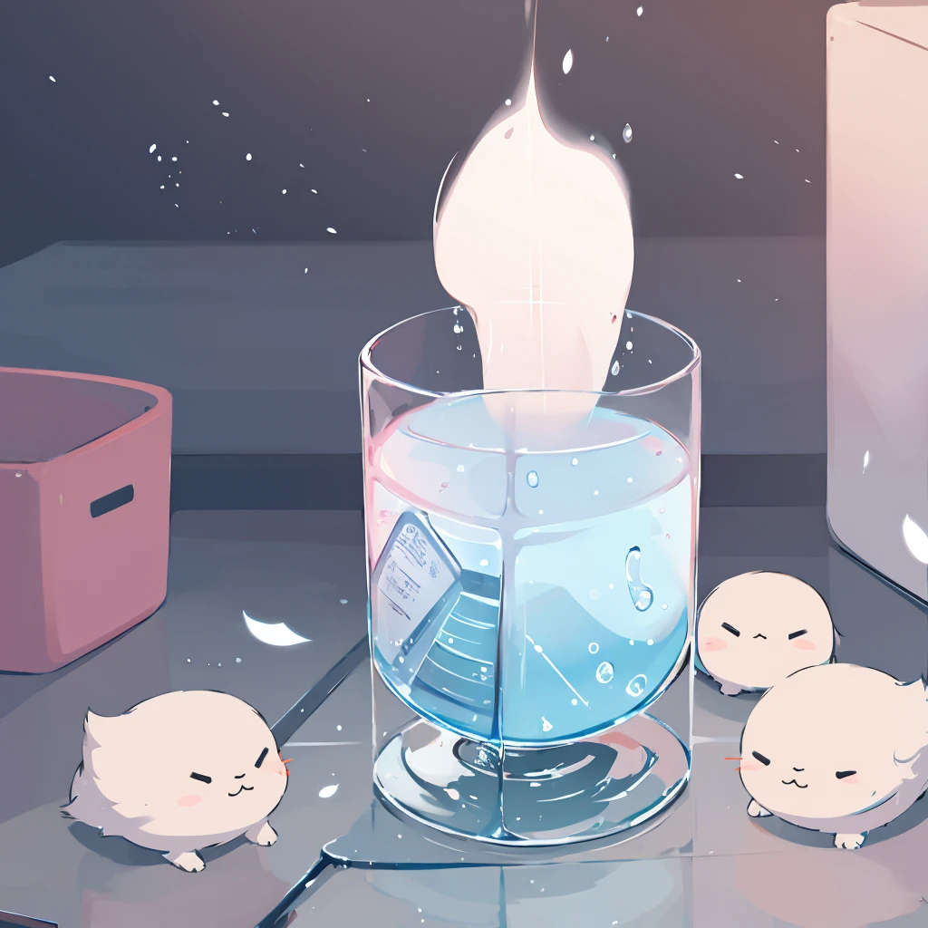 <lora:bottle_locon_v1a:0.7>,in bottle,in container,no humans, simple background,air bubble,water, on table,