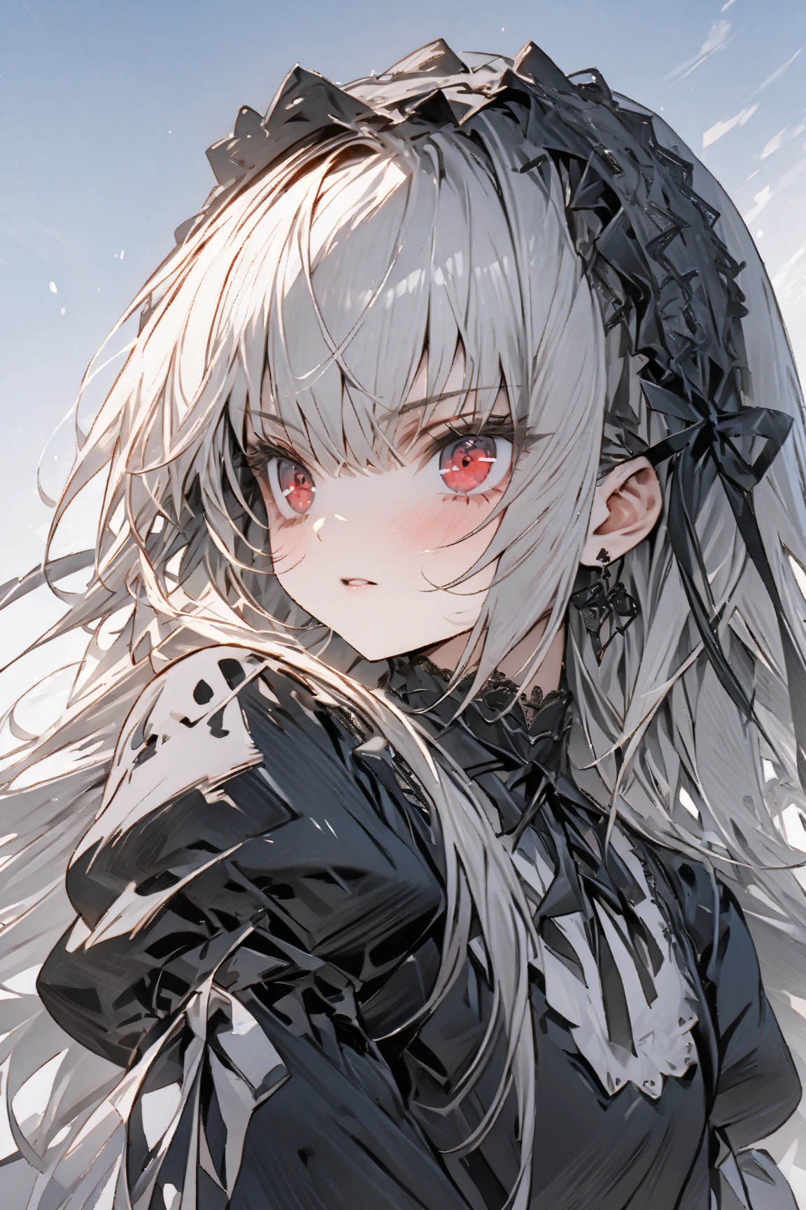 ((((masterpiece)))), ((((Best Quality)))), whole body,High resolution,4K,8k,, Rozen Maiden,suigintou,fine grain,Detailed face,action、so beautiful、Beautiful Skin、Beautiful and detailed eyes、