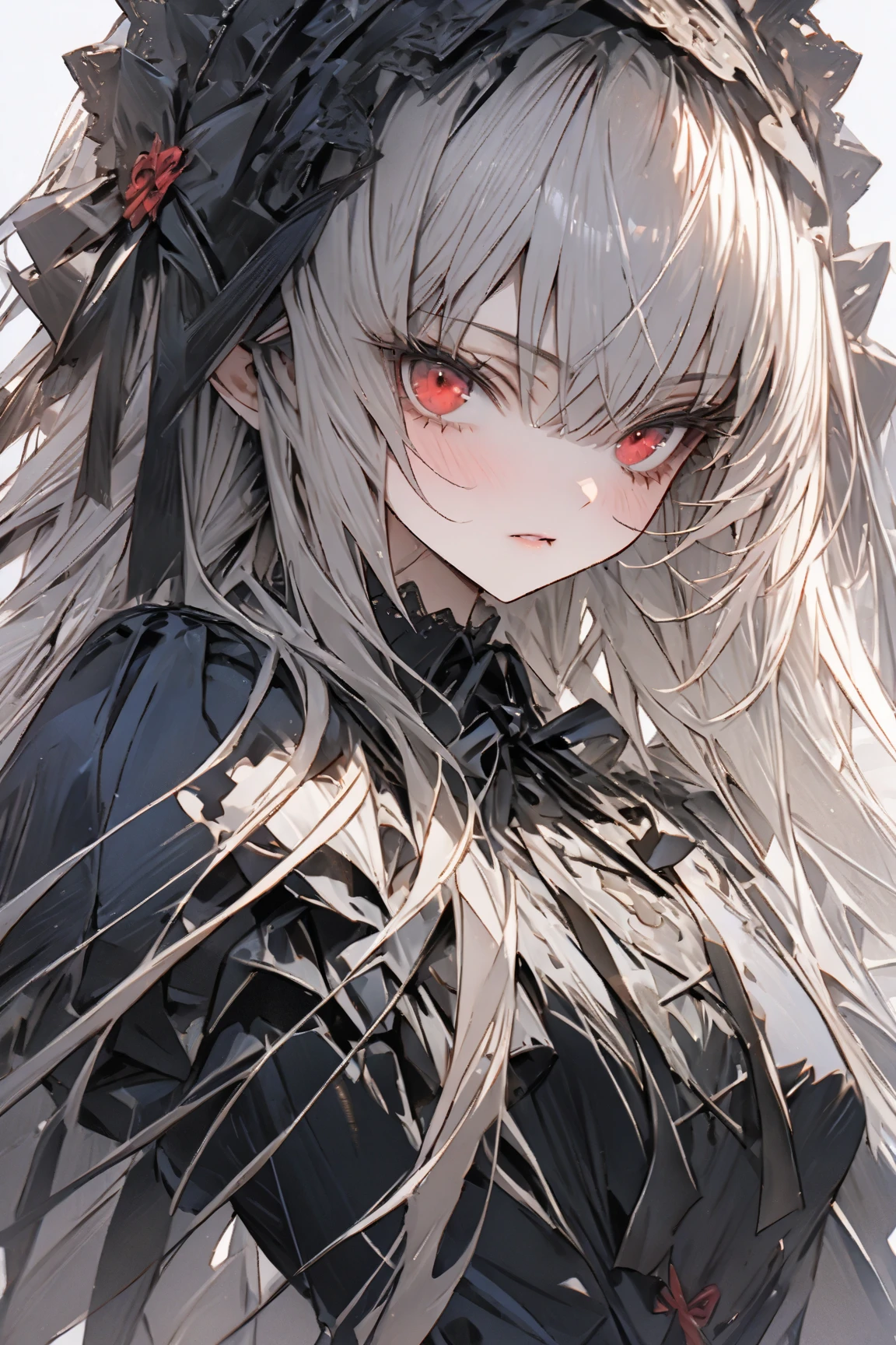 ((((masterpiece)))), ((((Best Quality)))), whole body,High resolution,4K,8k,, Rozen Maiden,suigintou,fine grain,Detailed face,action、so beautiful、Beautiful Skin、Beautiful and detailed eyes、