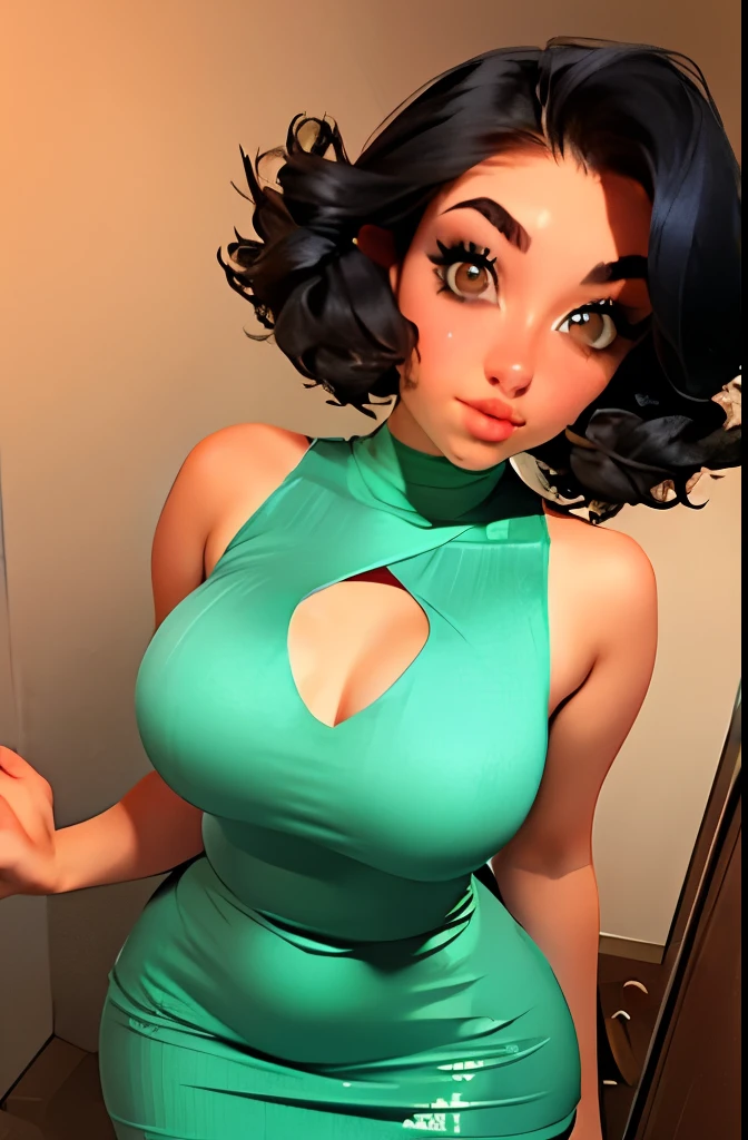 (ultra realistic,32k, masterpiece:1.2),(high detailed skin:1.1),( high quality:1.1),
<lora:Fubuki:0.8>fubuki, short hair, green eyes,pearl necklace, long bodycon turtleneck dress, long sleeves, mascara, long lashes,art gallery, curated exhibits, contemporary masterpieces, cultural, blurry background,,(looking at viewer, standing,:1.1),, huge breast,large breast,<lora:add_detail:0.99>,
(neon pastel light:1.1),