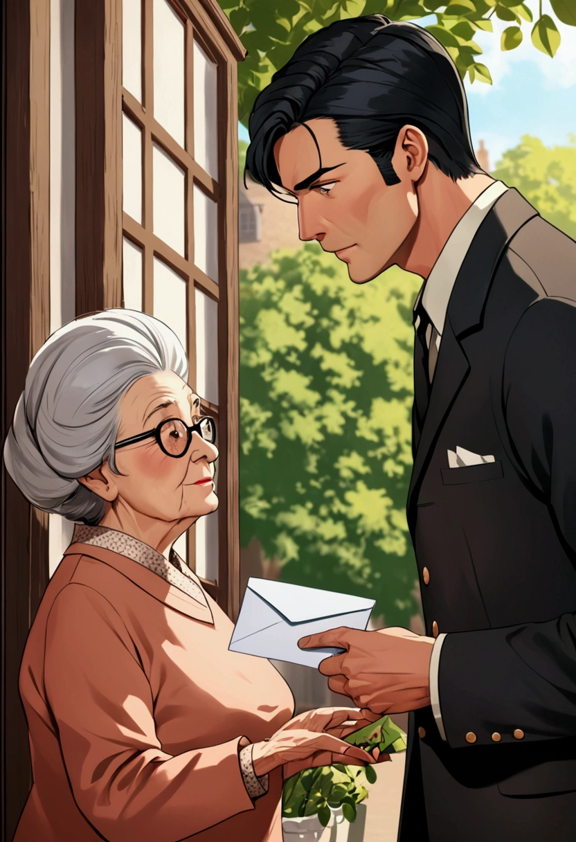 (Absurdo, alto, ultra detalhados), extrema qualidade, realista, detalhista, 1 man EMBRACES ELDERLY TEACHER, DIA DO CASAMENTO, BOTH CRYING, HAPPY WITH EMOTION, fundo com pessoas, admiration, Respeito, EMOTION, maduro, height difference, OS DOIS CHORANDO, EMOTION, afeto, parte superior do corpo, Woman wears glasses, HOMEM JOVEM USA TERNO, THE WOMAN IS ELDERLY,