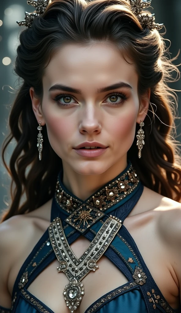 Stunning, gorgeous, cute, award winning portrait photo of an young norwegian woman, flawless skin, bokeh, backlit, (vivid color detail:1.1), elegant atmosphere, realistic, intricate details, flawless skin tone, fantastic background, (muscular arms), depth of field, full body, bicep flex pose