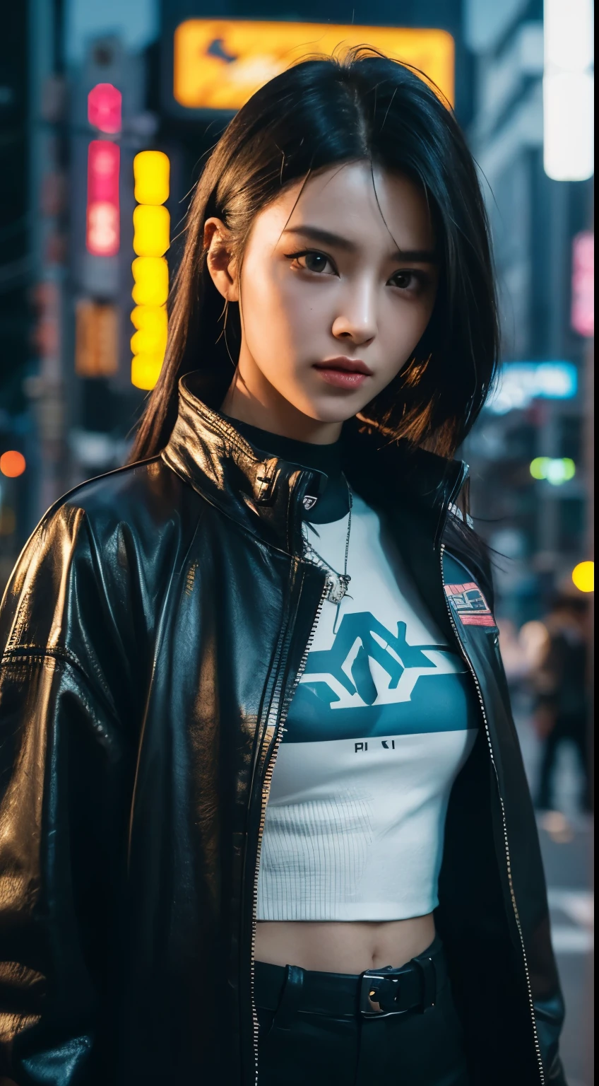 A girl in the cyberpunk city, Cyberpunk Photos, Cyberpunk 2000. role model, in a future cyberpunk city, at an cyberpunk city, cyberpunk girl, cyberpunk style, cyberpunk girl, Tokyo&#39;s Future Cyberpunk Night, in the cyberpunk city, short silver color hair, wear glasses, korean.