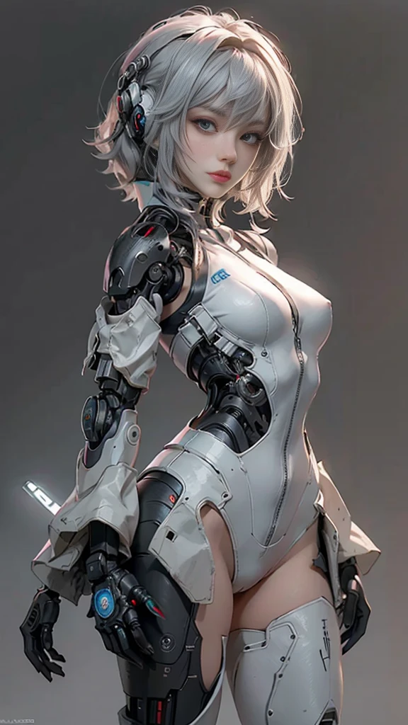 delicate face, 20-year-old kpop idol cyborg girl, dark(carbon fiber high leg cut leotard), Chest opening, {{angled bob}}, (big breasts:1.25), (mechanical joint), bangs, attractive curves, mid pelvis, seaside, standing posture, beach, glowing skin, ((puffyareolas)), (standing), dynamic pose, spread legs, (camel toe, cameltoe, vulvashaped:1.275), cyberpunk, sci-fi, (upper body:1.275), (8k, RAW photo, best quality, masterpiece: 1.47), (nsfw:1.275)