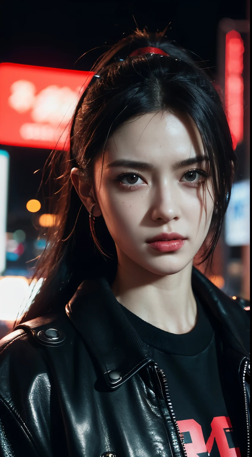 a detailed potrait of a cyberpunk cyborg girl with black and red parts, perfect face, Cyberpunk 2000. role model, in a future cyberpunk city, at an cyberpunk city, cyberpunk girl, cyberpunk style, Future Cyberpunk Night, Tokyo's in the cyberpunk city, realistic shaded perfect face, detailed. night setting. very anime style. realistic shaded lighting poster by ilya, kuvshinov, katsuhiro, unreal engine, global illumination, radiant light, detailed and intricate environment ultra HD.