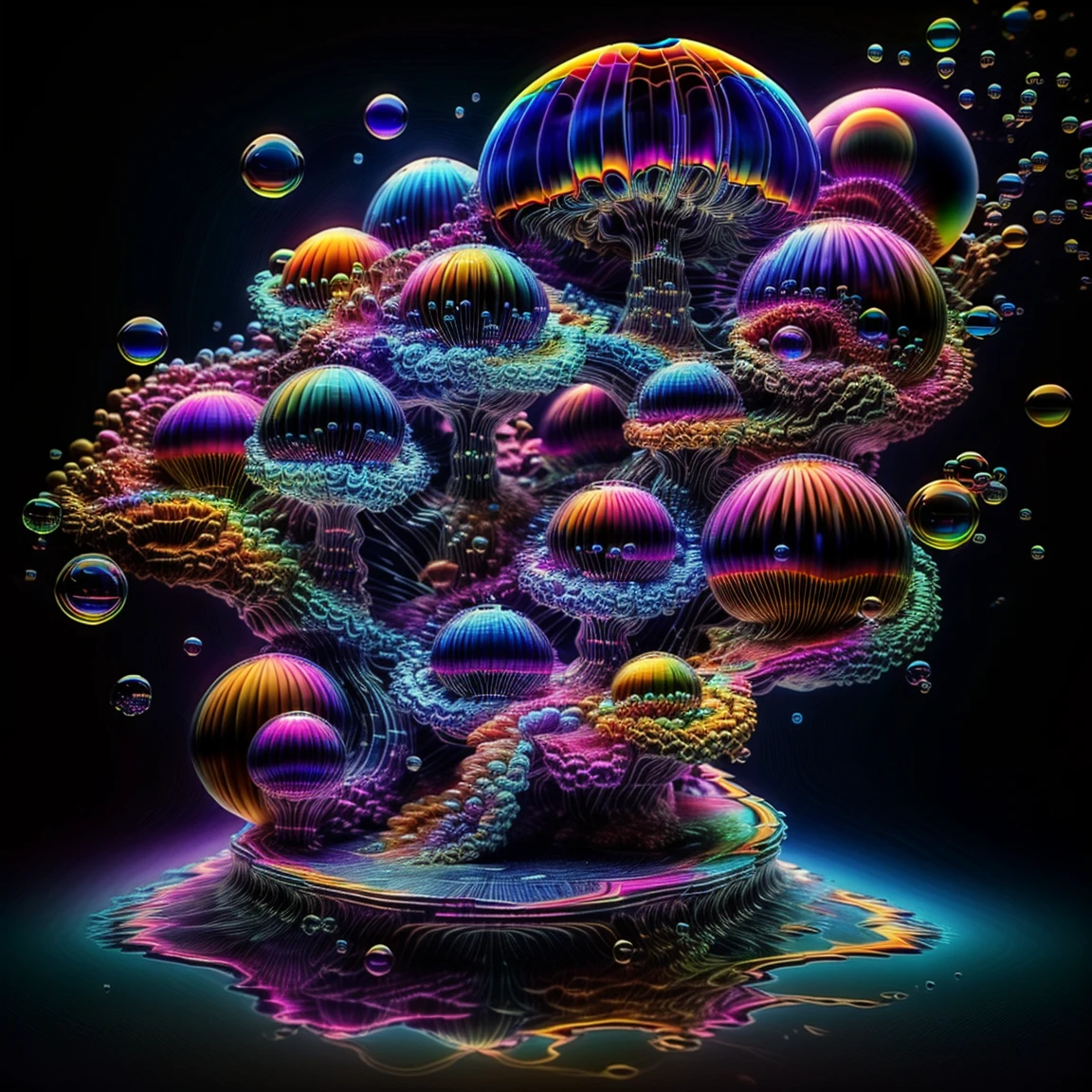 A close up of beautiful bubbles floating on top of each other, LSD, DMT imagery. octane render, psychedelic droplets of water, abstract liquid, and intricate rainbow art. octane render, black 3d fluid simulation,  ethereal bubbles, swirling liquids, and highly detailed, octane render, reflective rainbow bubbles, twisted colors inside of glass spheres, Psilocybin Dream inside an amazing image of light emerging from colors in a shimmering glass morphing out of colors, bright neon and fluorescent colors,very bright, vibrant colors, perfectly formed and symmetrical reflective bubbles and spheres, attention to detail with these beautiful bubbles and spheres, Extreme Hallucinations in a gorgeous piece of  psychedelic digital artwork, Stunning, pixel art, tripped out colors, 4d mandelbulb psychedelics, glass like psychedelic landscape, intricate rainbow environment, psychedelic underwater brightness and glow with neon colors, glowing colors twist inside of translucent glass spheres and bubbles with light and color reflecting off of both in bright fluorescent colors, psychedelic trip, fluorescent and neon aesthetic, psychedelic vibrant colors, bright psychedelic paint splattered backgrounds,swirling spirals and vortex, bright vibrant colors popping out from 3d glass spheres, Rotational Symmetry, Pixel Assets, Portrait photography, Surrealism, Photorealistic, Hyperdetailed, Glass Morphism, Digital Art, Sparkle, Optical Illusion, Glowing Light, Reflective Light, Overexposure, Backlighting, Depth Of Field, Spheres and bubbles show perfect Symmetry, UHD, High Details, High Quality, Super Detailed, Full Focus, Awe inspiring, Shockingly unique wallpaper art, Breathtaking, Indescribably Beautiful, Heaven sent images, Best Quality, Award Winning, MasterpieceA close up of beautiful bubbles floating on top of each other, LSD, DMT imagery. octane render, psychedelic droplets of water, abstract liquid, and intricate rainbow art. octane render, black 3d fluid simulation,  ethereal bubbl