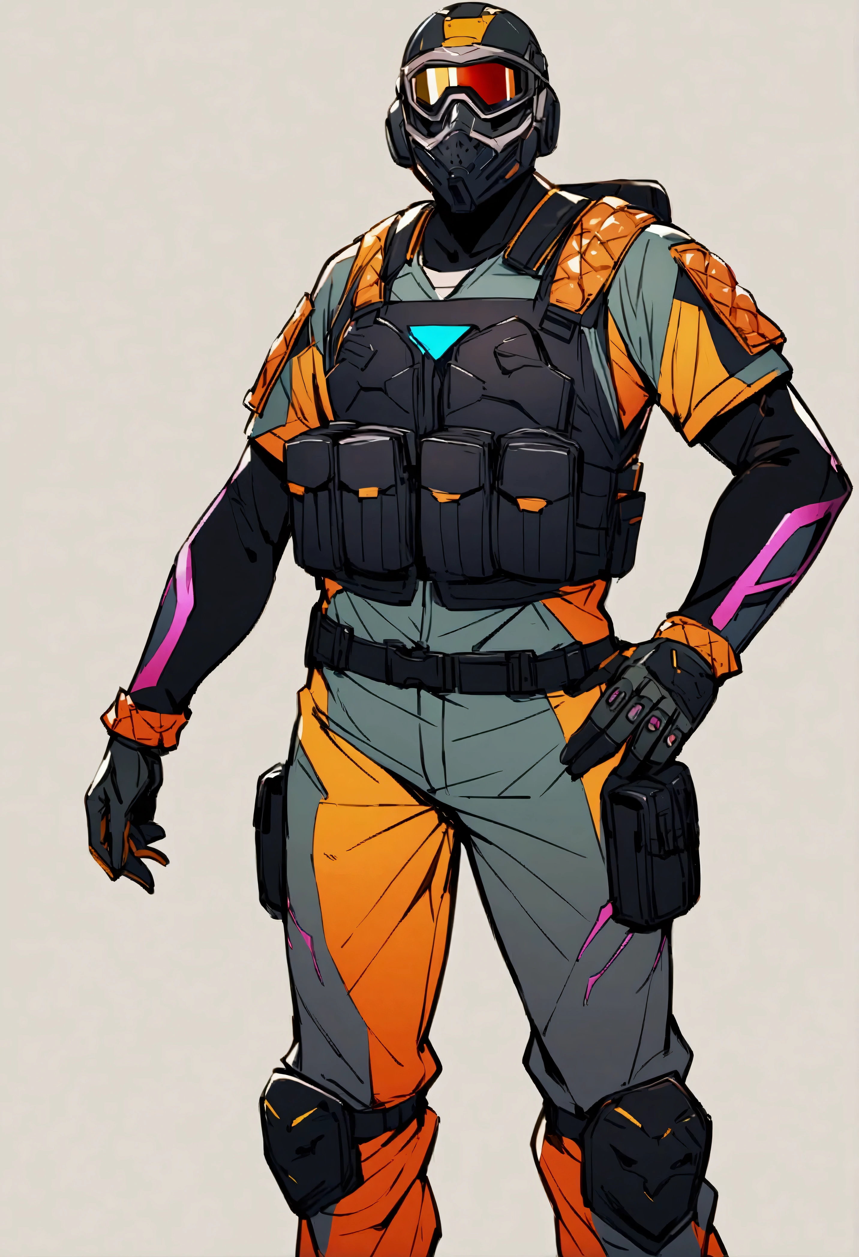 one guy, simple paintball clothes, all body