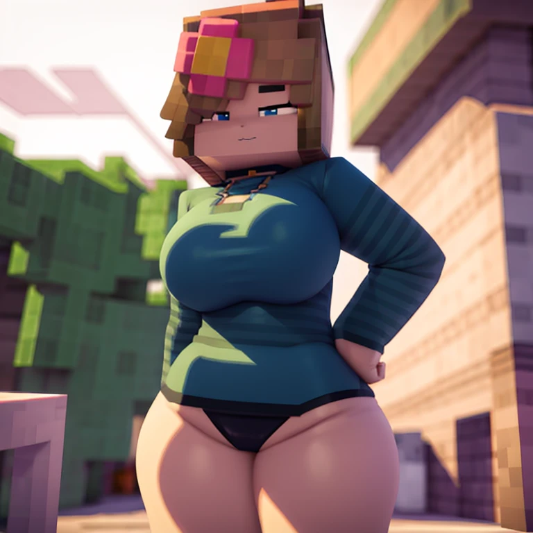 Jenny Minecraft, with skirt , pechos enromes , usando bikini 