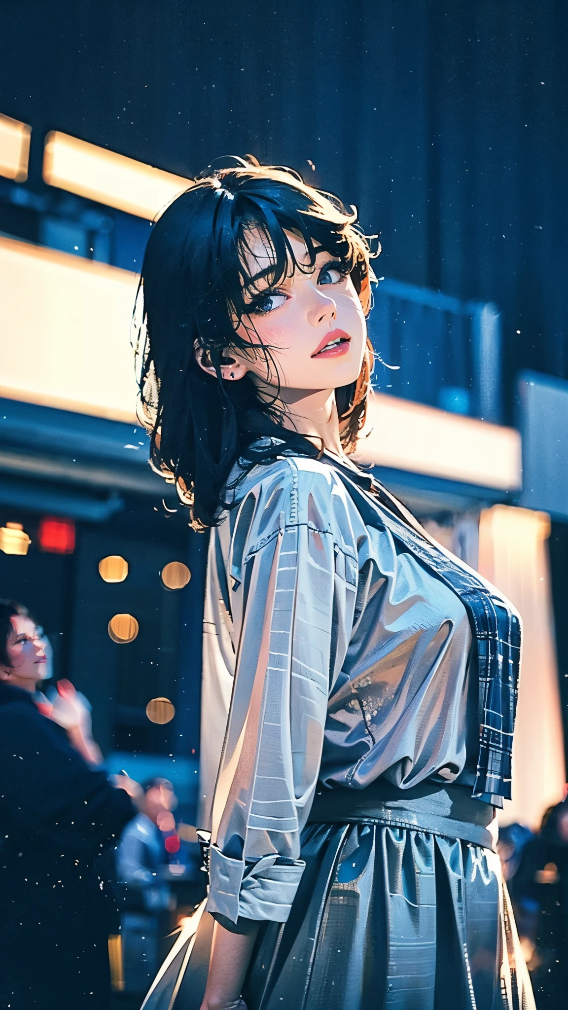 (masterpiece:1.2, best quality:1.2, extremely delicate:1.2), Nakatani Miki, a beautiful woman with medium length black hair, flawless oval face, passionate gaze, sweet smile, perfect smille, blush, seductive expression, tall and graceful figure, perfect body, perfect skin, seductive pose, sexy clothes, Flamenco dance dresses, flowing skirt, alternating Red and Blackd textures, the color scheme is primarily Black with Red accents, she caresses her body, dancing gracefully on the stage, this character embodies a finely crafted fantasy style Flamenco dancer, exquisite and mature art style, goddess, feminine, exquisite photography, depth of field, bokeh, photorealistic, even and soft lighting on face, dramatic, high definition, highres, ultra detailed, professional photo, perfect body proportions, anatomically correct, symmetrical face, extremely detailed eyes and face, perfect eyes, high quality eyes, creativity, RAW photo, UHD, 32k, portrait lighting, Natural light, cinematic lighting, (masterpiece-anatomy-perfect:1.2)