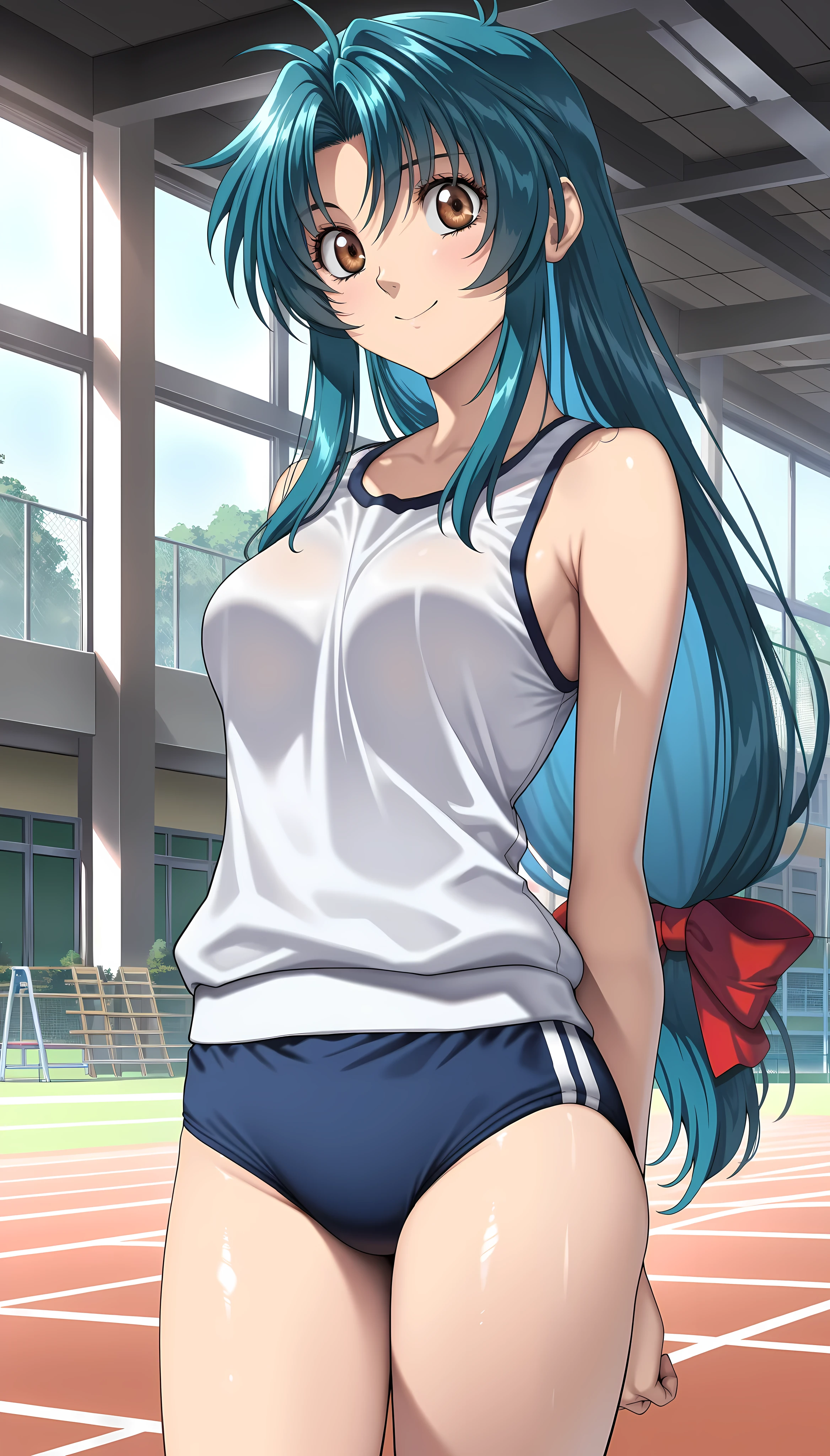 (blue eyes,blue hair,1girl, solo, white polo shirt, white sneakers, tennis wear, white miniskirt, masterpiece, best quality, realistic, hyper-detailed, (shiny skin, sweaty:1.2), absurd, looking at viewer, short red hair, red eyes, slender, dynamic lighting, high resolution, sharp focus, depth of field, detailed eyes, sharp pupils, realistic pupils, , (thick thighs:1.0), outdoor, sky
