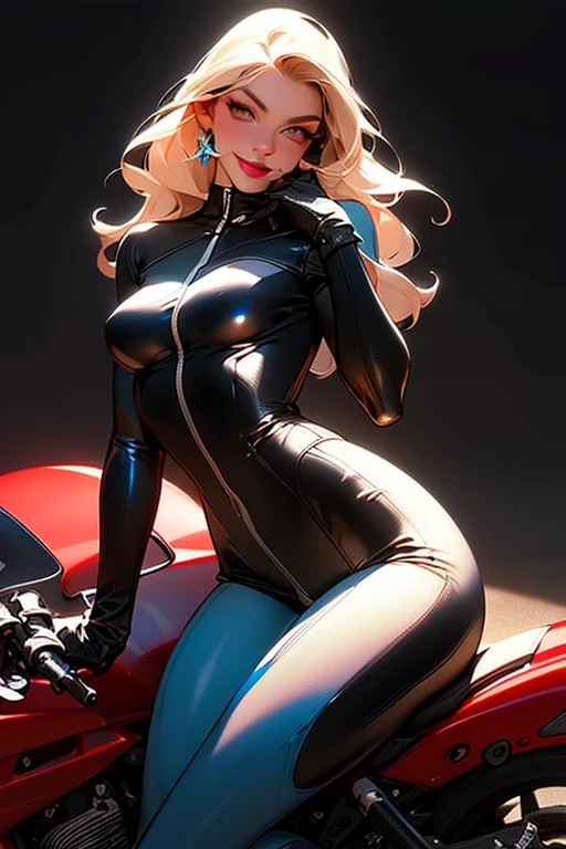 (Masterpiece, masterpiece, extremely detailed and precise).
A woman wearing a tight full-body latex suit. A white latex suit that tightens your body. BDSM. Plump body. Her huge breasts and huge ass are emphasized.
Protruding nipples. Crotch crack. Iron shackles on wrists and ankles. Long silver hair, bright red lips, and an obscene smile.
(Metal chastity belt).
A lot of machinery lined up in the background. nsfw