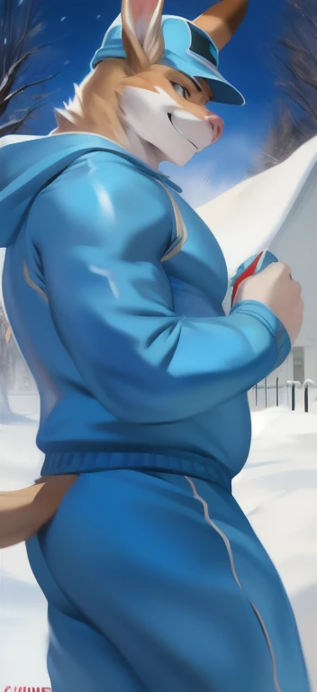 (((A sexy blond young adult male russian soldier is bending over and getting spanked))), NSFW, hentai, pubic hair, ((red spanked butt)), butt focus, ((art inspired by Nu:Carnival hentai game)), ((snowy setting)), ((pants pulled down)),