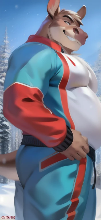 Girl,Muscular female,Muscular thighs,Muscular legs,Room,standing , Alternating muscle sizes, ,,Dynamic pose,Muscular,Ski wear