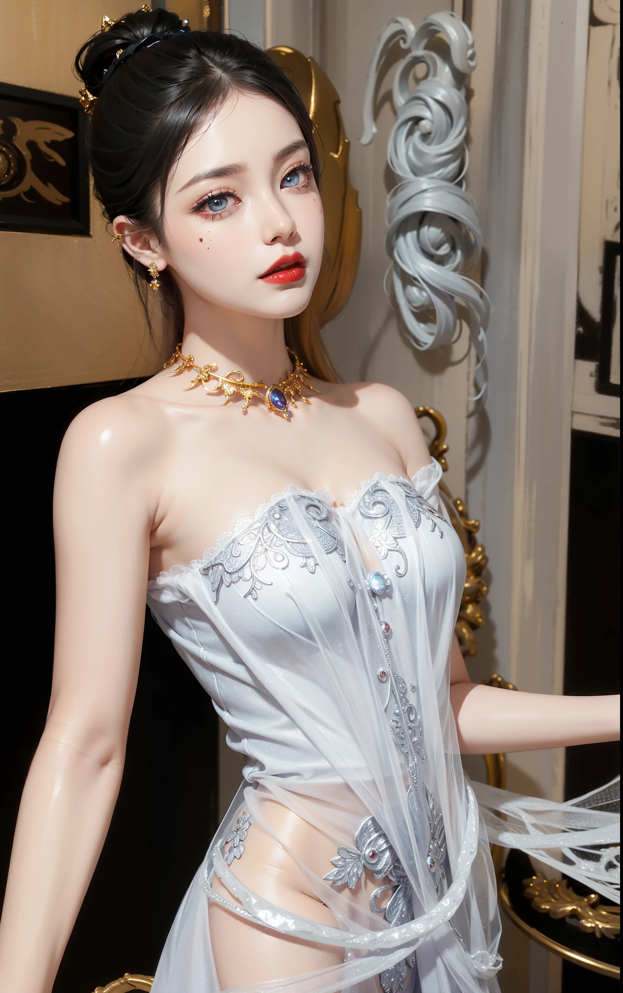 Pure erotic photography，Best Masterpiece，Good quality，超A high resolution,，Movie Angle,，Professional lighting, ，Perfect focus，realisticlying，Ultra-high resolution fabric texture，Korean babes，Beutiful women，Extremely sexy body detail room looking directly into the camera，with sexy look，photorealistic perfect body，Shiny skin，The face of the flawless goddess，Beautiful and delicate eyebrows and eyelashes，Sexy red lips，Perfect lip shape，seduct smile，clear skin texture，wetted skin，8k eye details，8K pupils（Advanced facial details：1.1）Long light blonde hair，Long light blonde hair，Clear strands of hair，Careful hair texture（Premium hair details：1.1）（Premium body detail：1.1）Plump and toned body，（Advanced finger detailing：1.1）Clear finger depiction，White hoodie，White sweatshirt，Black patent leather shorts，Shiny leather shorts，Babes shorts，Black leather shorts，stockingshigh heels，Wear gold earrings，Bracelet，choker necklace，In the ornate church，Expensive paintings，fully body photo，High quality work，Babes photography，Patent leather trousers for photography
