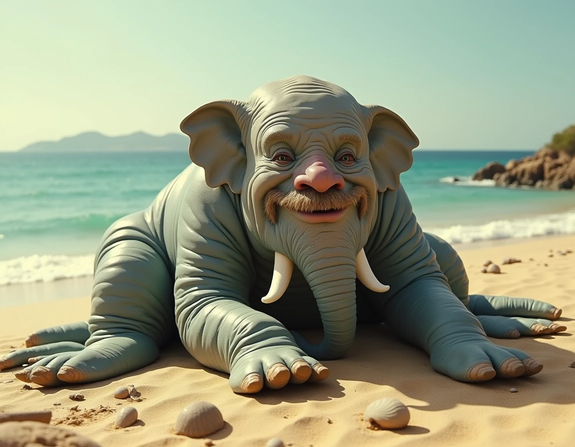 3D toy cartoon cute fantasy pastel elephant.