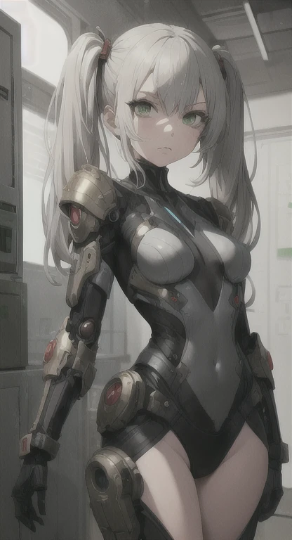 /nsfv movie, realistic, (flat colour:1.4), hospital, intensive care unit, teenage girl, thin, slim, small breasts, flat chest, gray hair, asymmetrical hairstyle, (cybernetic left hand prosthesis), highly detailed scars, welts , high quality, high detail, realism, hyperrealism, correct anatomy, photorealism, cinematic, masterpiece, cyberpunk, manga, manga style, monochrome