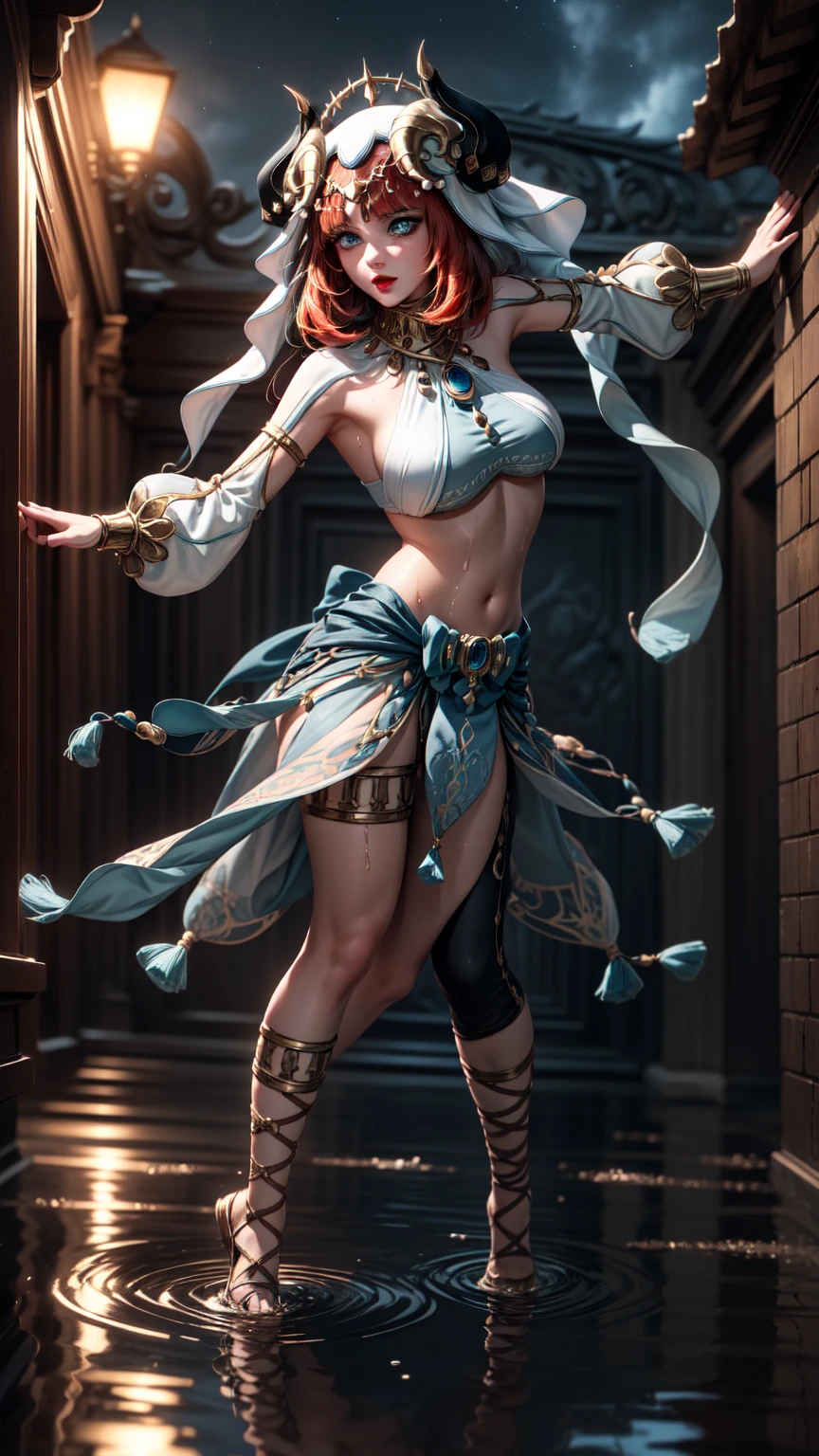 A girl, (nilou from Genshin Impact), with a straight haircut, large and expressive eyes, (wearing a very short and sensual bikini), (wearing blue nail polish on her hands and blue nail polish with pink on her feet), ((( thin muscular legs))), blue eyes, (((nilou))), red hair, long hair, Mesmerizing, medium breasts, (muscular belly), wide hips, thin waist, big ass, perfect feet with very well detailed toes , Perfect hands and very well detailed fingers, toenails a little square, standing, bare feet, full body photo, on the beach, at night with starry sky and full moon in the sky, bad mood, reflection in the eye, shining eyes , Sulking, anime, anime style, Cinematic lighting, ray tracing, Panorama, Sony FE, High definition, artwork, anatomically correct, Textured skin, super detail, high quality, high resolution, high definition, 16k
Consume