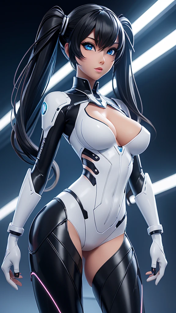 One Girl, chest, Covered face, curvy, huge chest, humanoid robot, Claw hands, Joint, No mouth, can'I can not stand it, robot, robot Joint, Shiny, Shiny skin, Simple Background, alone, thick Thighs, Thighs, White Background, Wide Hips, robot, humanoid robot, robot girl, Blushing, Hearts in eyes, smile, sexy pose,