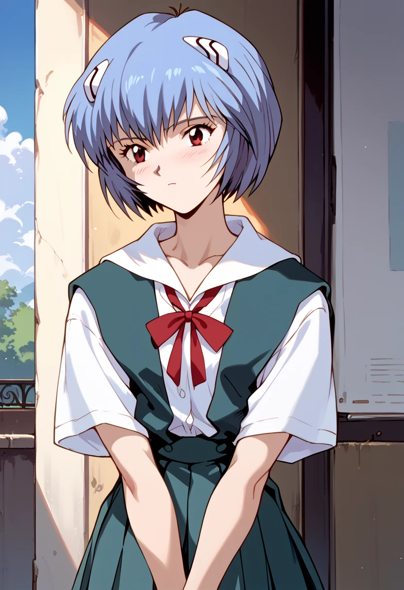 masterpiece, high definition , top quality,8k
(Rei Ayanami,young)
(school uniform)