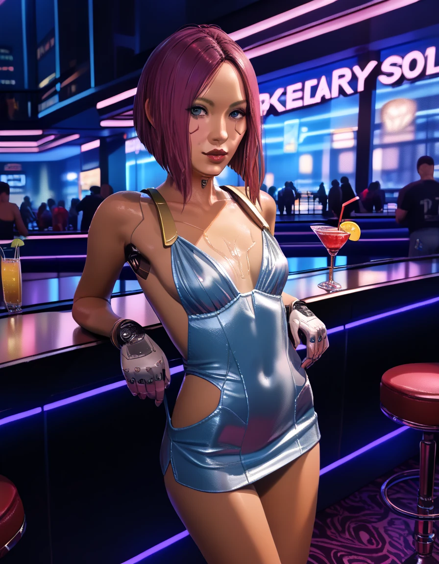 NSFW renders of songbird. fancy gold short dress, shapely legs,, , ,  ,cyberware ., anime, female , , ,,Songbird,,, thighs,, , , (pixel sketcher:1.4),, masterpiece,   ,pale skin, detailed Bonifasko lighting, [crepuscular ray], best details, purple shorter hair,, real life,, , depth of field, detailed background], cyberpunk high society cocktail party, casino, city at night , fog,female focus, wet, ,skinny, ,pubic hair, hdark lighting, , solo, dirty textures, glowsticks flashing, . , female focus,, ,,  1girl, , .,female, (Songbird cyberpunk 2077 ), (Songbird:1.2), seductive gaze, femme, , ,,small breasts, ,breast sag , clear details, (, realistic textures, , gloves, , 1girl, one girl, 1girl,jiggle, , delicious shading, life-like rendering, cybernetics, back cybernetics, 
