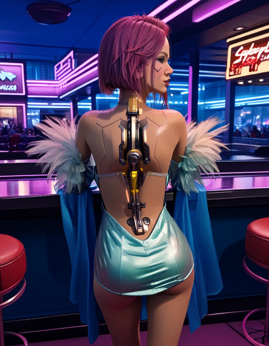 NSFW renders of songbird. fancy gold short dress, shapely legs,, , ,  ,cyberware ., anime, female , , POV, back view, from behind,,Songbird,,, thighs,, , , (pixel sketcher:1.4),, masterpiece,   ,pale skin, detailed Bonifasko lighting, [crepuscular ray], best details, purple shorter hair,, real life,, , depth of field, detailed background], cyberpunk high society cocktail party, casino, city at night , fog,female focus, wet, ,skinny, ,pubic hair, hdark lighting, , solo, dirty textures, glowsticks flashing, . , female focus,, ,,  1girl, , .,female, (Songbird cyberpunk 2077 ), (Songbird:1.2), seductive gaze, femme, , ,,small breasts, ,breast sag , clear details, (, realistic textures, , gloves, , 1girl, one girl, 1girl,jiggle, , delicious shading, life-like rendering, cybernetics, back cybernetics, 
