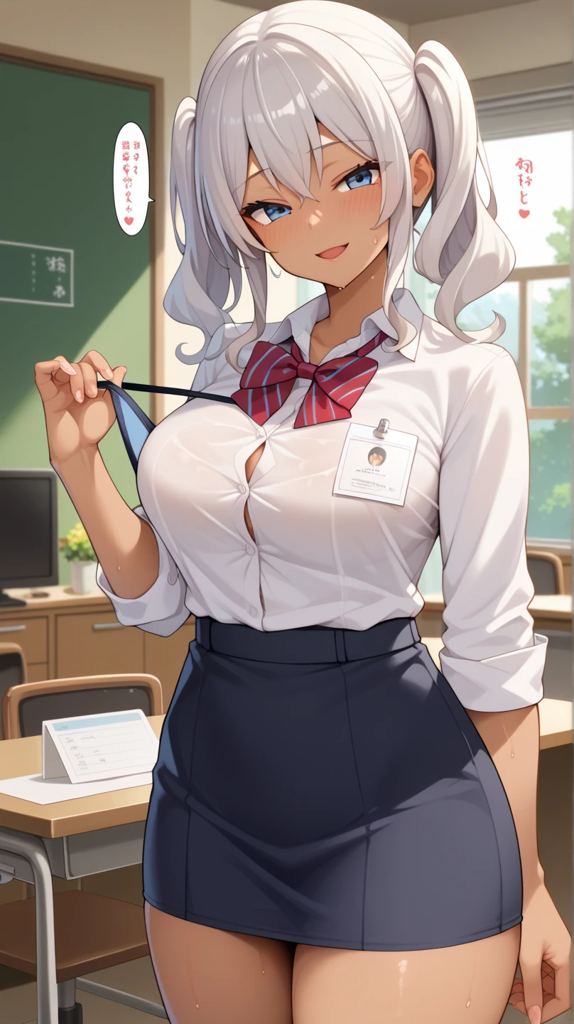        score_9,        score_8_up,        score_7_up,        score_6_up,        score_5_up,        score_4_up,    source_Anime, tag1,    tag2,   最      High Quality     ,         High Quality   ,         Details,   （（  Kashima 1     :5））  , 8k,  super high definition  , soft saturation,   professional quality ,   perfect contrast   ,   completion,   big breasted women, Color Page, Sweaty face,  Angie Glock , {{kissu,  tan skin color ,   Japanese text kanji , Teasing, purity, plot, mother,  her hair is white , 