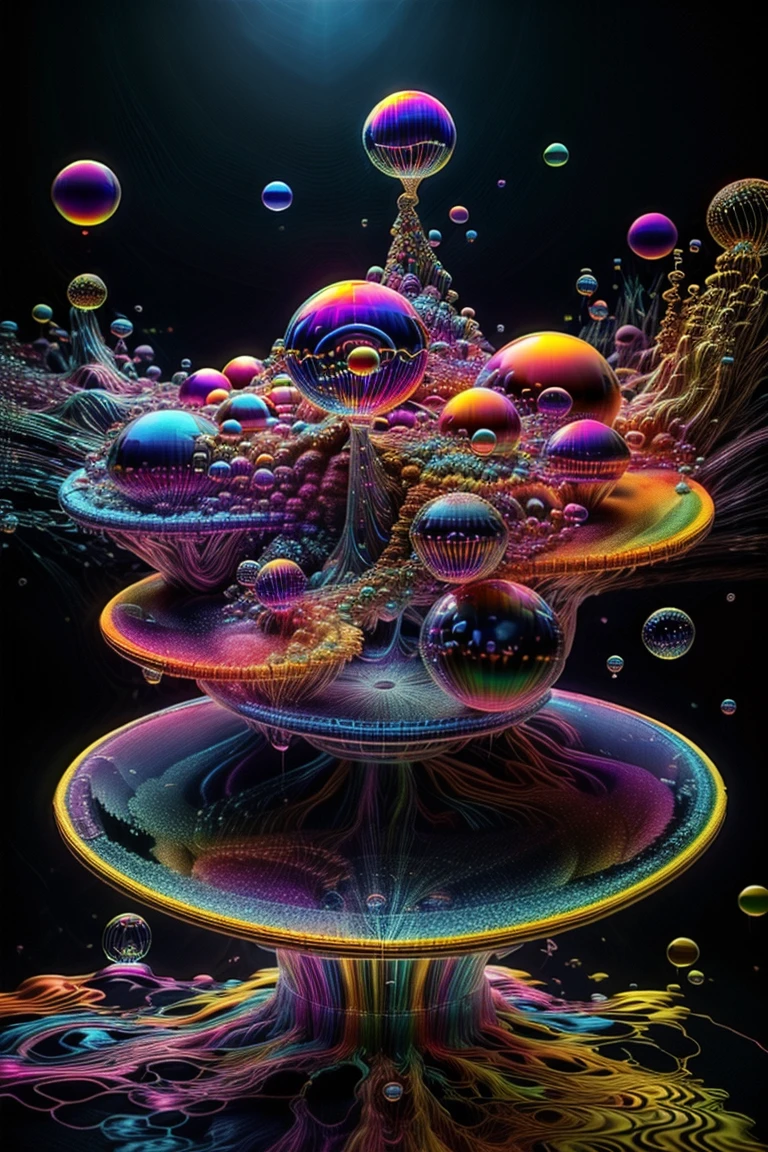 A close up of beautiful bubbles floating on top of each other, LSD, DMT imagery. octane render, psychedelic droplets of water, abstract liquid, and intricate rainbow art. octane render, black 3d fluid simulation,  ethereal bubbles, swirling liquids, and highly detailed, octane render, reflective rainbow bubbles, twisted colors inside of glass spheres, Psilocybin Dream inside an amazing image of light emerging from colors in a shimmering glass morphing out of colors, bright neon and fluorescent colors,very bright, vibrant colors, perfectly formed and symmetrical reflective bubbles and spheres, attention to detail with these beautiful bubbles and spheres, Extreme Hallucinations in a gorgeous piece of  psychedelic digital artwork, Stunning, pixel art, tripped out colors, 4d mandelbulb psychedelics, glass like psychedelic landscape, intricate rainbow environment, psychedelic underwater brightness and glow with neon colors, glowing colors twist inside of translucent glass spheres and bubbles with light and color reflecting off of both in bright fluorescent colors, psychedelic trip, fluorescent and neon aesthetic, psychedelic vibrant colors, bright psychedelic paint splattered backgrounds,swirling spirals and vortex, bright vibrant colors popping out from 3d glass spheres, Rotational Symmetry, Pixel Assets, Portrait photography, Surrealism, Photorealistic, Hyperdetailed, Glass Morphism, Digital Art, Sparkle, Optical Illusion, Glowing Light, Reflective Light, Overexposure, Backlighting, Depth Of Field, Spheres and bubbles show perfect Symmetry, UHD, High Details, High Quality, Super Detailed, Full Focus, Awe inspiring, Shockingly unique wallpaper art, Breathtaking, Indescribably Beautiful, Heaven sent images, Best Quality, Award Winning, MasterpieceA close up of beautiful bubbles floating on top of each other, LSD, DMT imagery. octane render, psychedelic droplets of water, abstract liquid, and intricate rainbow art. octane render, black 3d fluid simulation,  ethereal bubbl