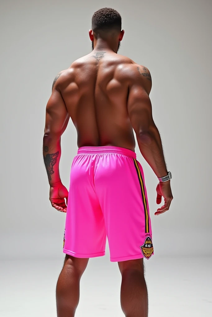 guy with curly mullet and septum nosering in pink underwear big butt