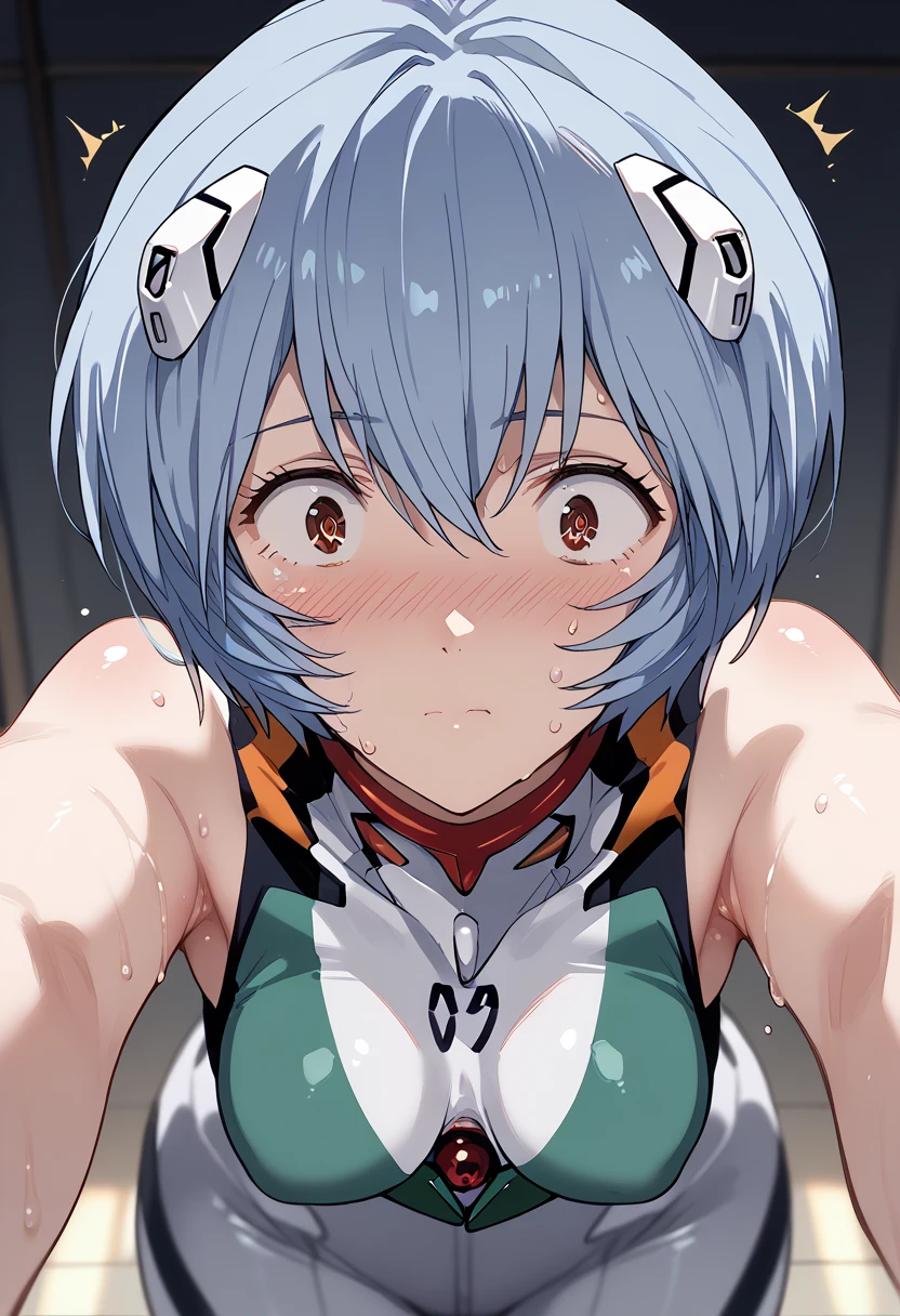 masterpiece, high definition , top quality,8k
(Rei Ayanami,young)((sweat, excited ,Surprised eyes,Cross-eyed, First-Person Perspective , closed mouth, look down))